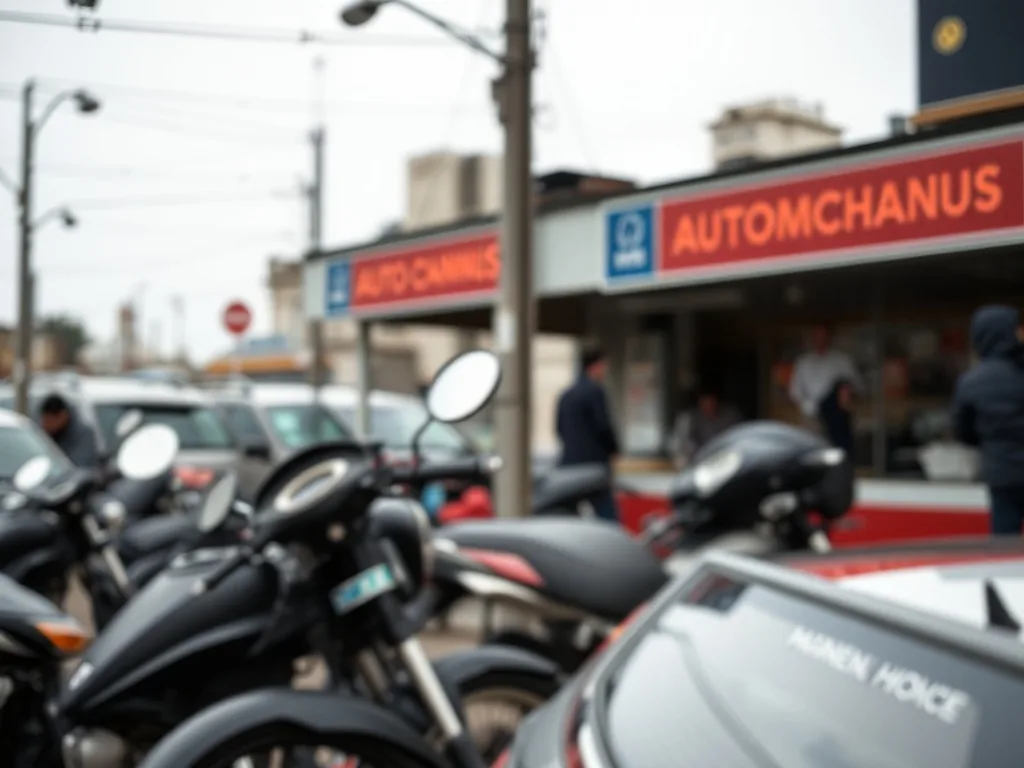 Un particulier en train d’apprendre la mécanique automobile sur un moteur avec l’aide d’un formateur, outils en main, dans un atelier de garage.