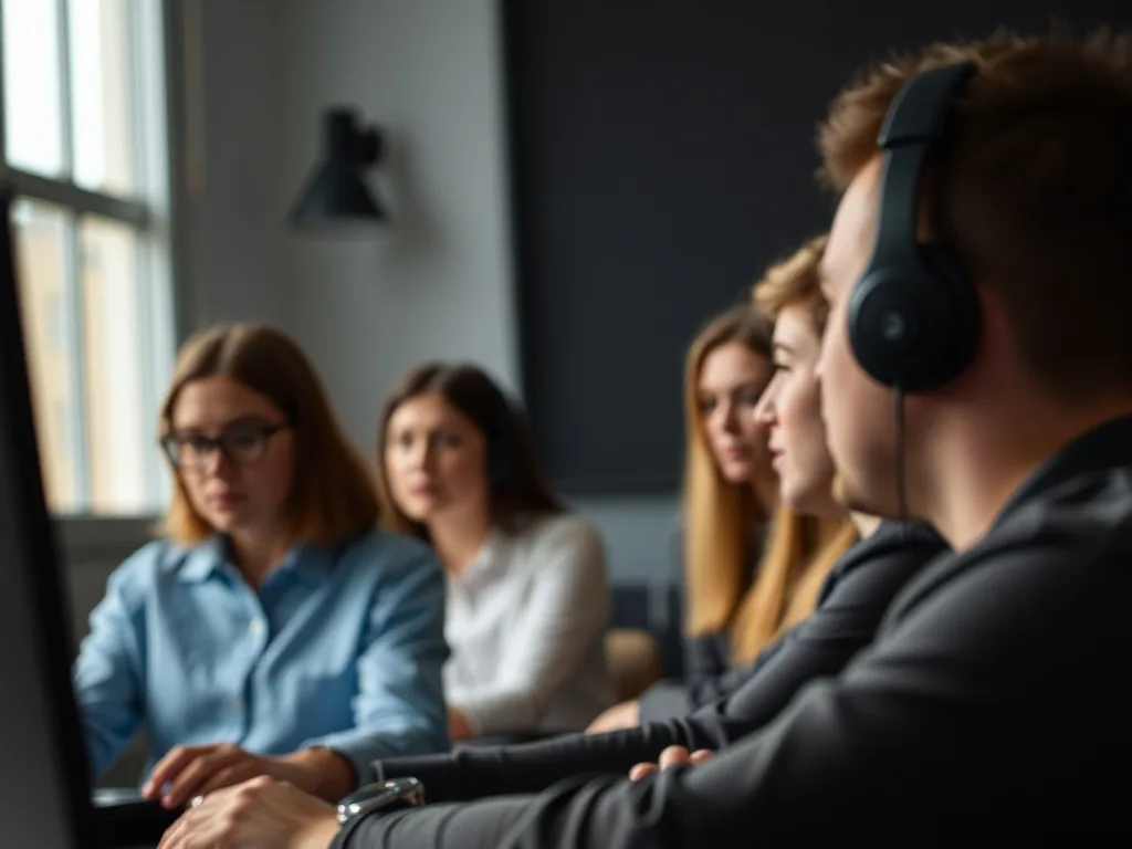 Un formateur et un apprenant côte à côte devant un écran, en session de coaching digital individuel