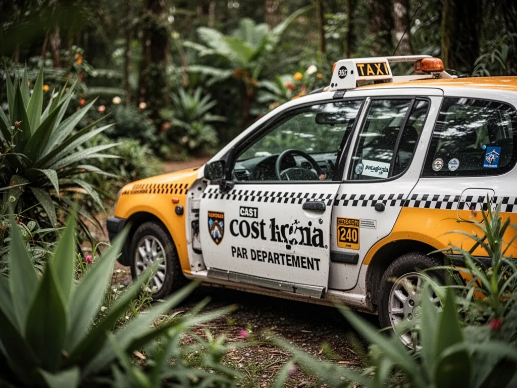 Une plaque de taxi française sur le toit d'un véhicule, avec en arrière-plan une carte des départements